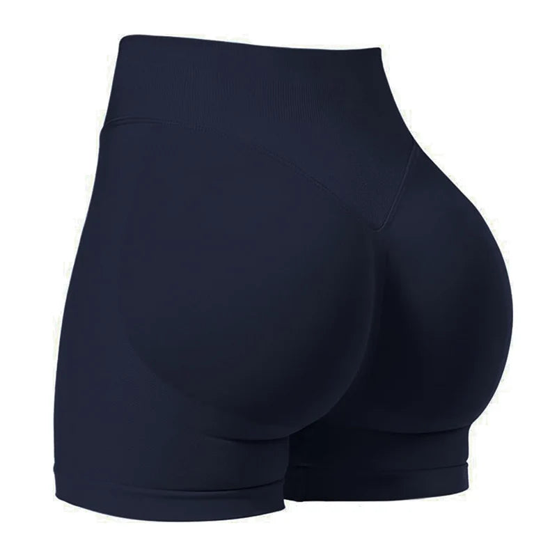 Gym Shorts Women Fitness Sports Biker Shorts 4.5" Low Ribbed Band Yoga Shorts Workout Scrunch Butt Seamless Leggings