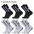 6 Pairs Breathable Football Socks Men Women Sports Socks Non-Slip Silicone Bottom Soccer Baseball Socks Outdoor Sport Yoga Socks