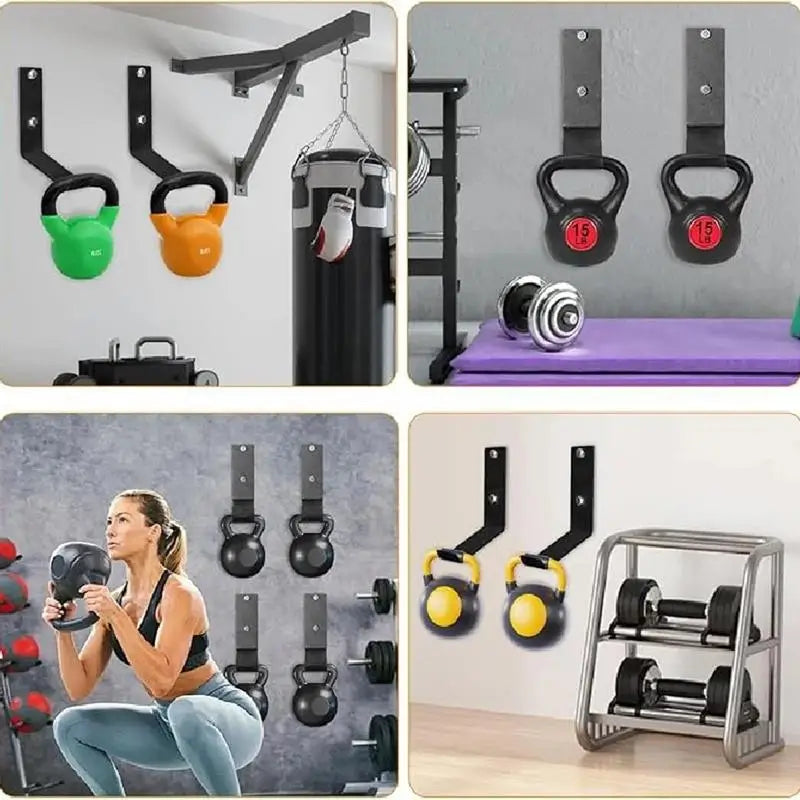 Kettlebell Rack Solid Steel Kettlebell Hook Wall Mount Gym Rack Wall Mount Organizer Weight Rack for Home Gym Hardware Included