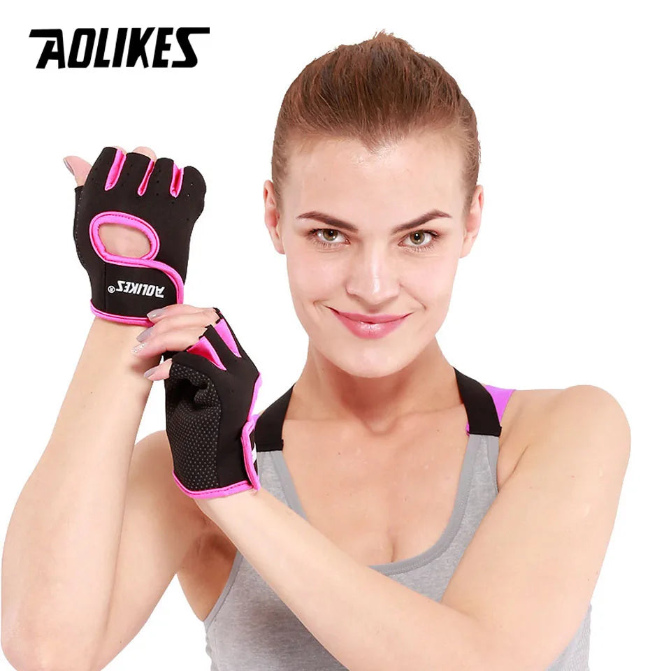 1 Pair Men Women Gym Half Finger Sports Fitness Exercise Training Wrist Gloves Anti-Slip Resistance Weightlifting Gloves