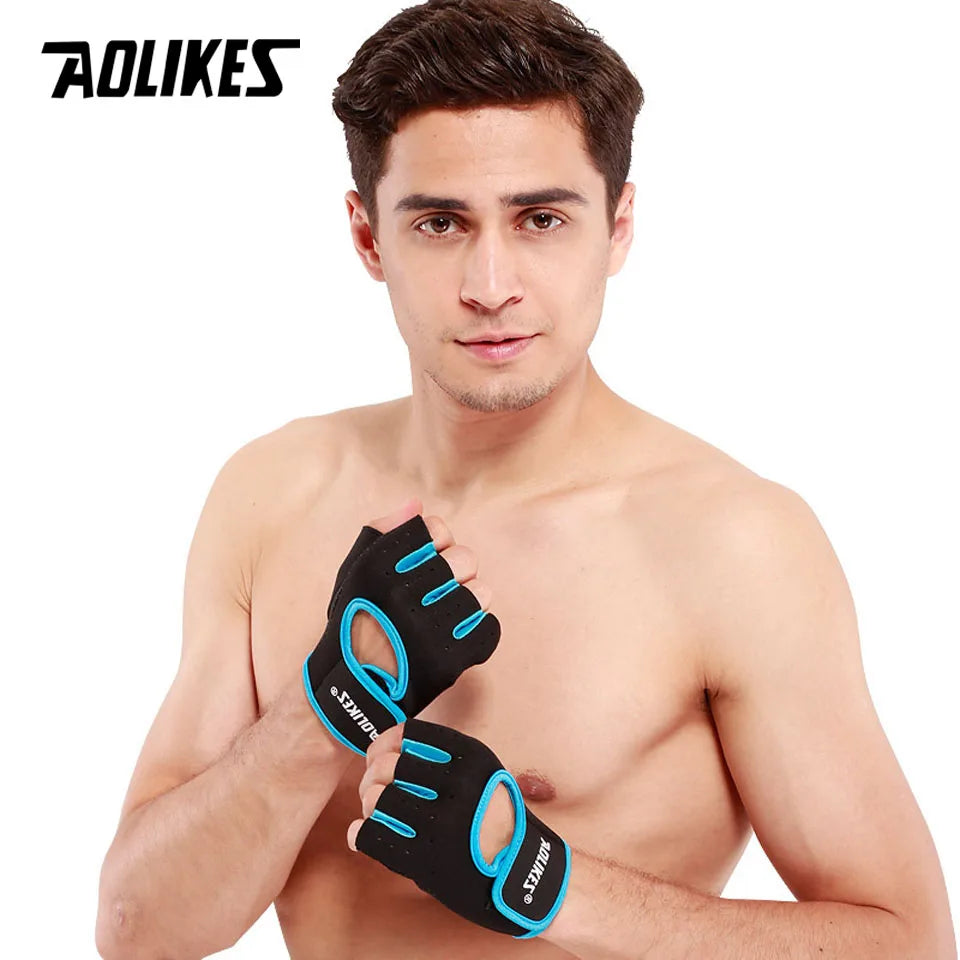 1 Pair Men Women Gym Half Finger Sports Fitness Exercise Training Wrist Gloves Anti-Slip Resistance Weightlifting Gloves