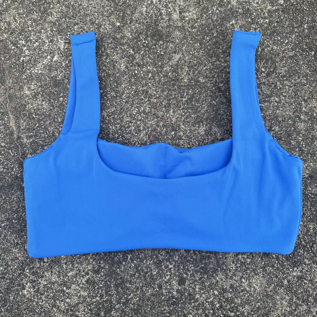Solid Color Women Square Collar Hollow Back Shoulder Straps Fitness Sport Bra Top Comprehensive Training Gym Yoga Underwear Pad